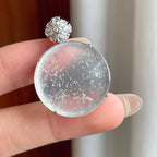 18k金镶玻璃种雪花棉翡翠无事牌（yc239388）