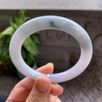 细糯种飘蓝花圆条手镯54.3圈口 天然缅甸A货翡翠（yc332520）