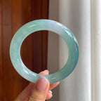 冰种蓝晴翡翠圆条手镯（58mm)（yc381141）