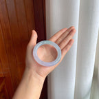 冰种春带彩翡翠圆条手镯（54mm)（yc376774）
