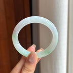 糯冰飘花平安镯 50圈天然缅甸A货翡翠（yc440814）