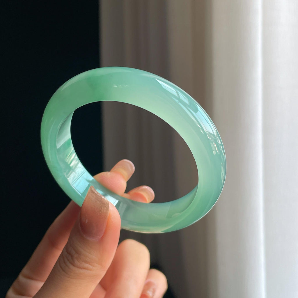 冰种晴底翡翠平安镯（53mm）（yc373422）