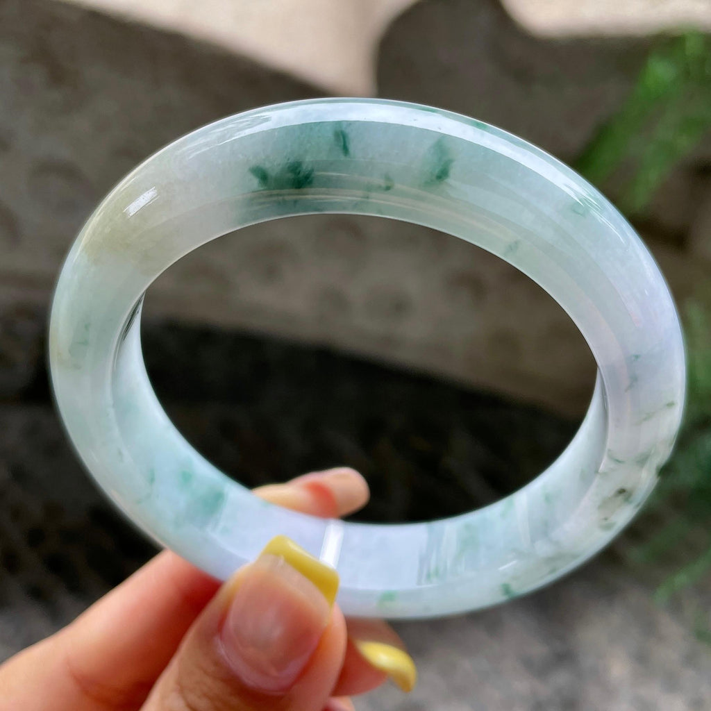 细糯种飘花正圈平安镯56圈        天然缅甸A货翡翠（yc392743）