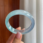 冰种飘花翡翠平安镯（57.4mm)（yc386448）