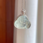 18k金钻镶冰玻种雪花棉翡翠佛公（yc269040）