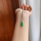 18k金镶冰种满绿翡翠豆子（yc246179）