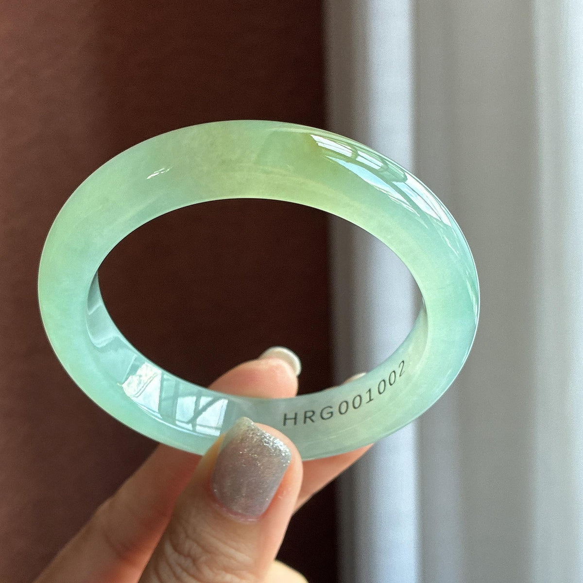 小圈口 冰种晴底飘黄起光正圈平安镯 53圈（yc750037）