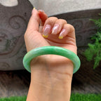 大圈口       细糯种满绿圆条手镯59.3圈             天然缅甸A货翡翠（yc392737）