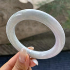 糯种淡春彩圆条手镯56.5圈       天然缅甸A货翡翠（yc421285）