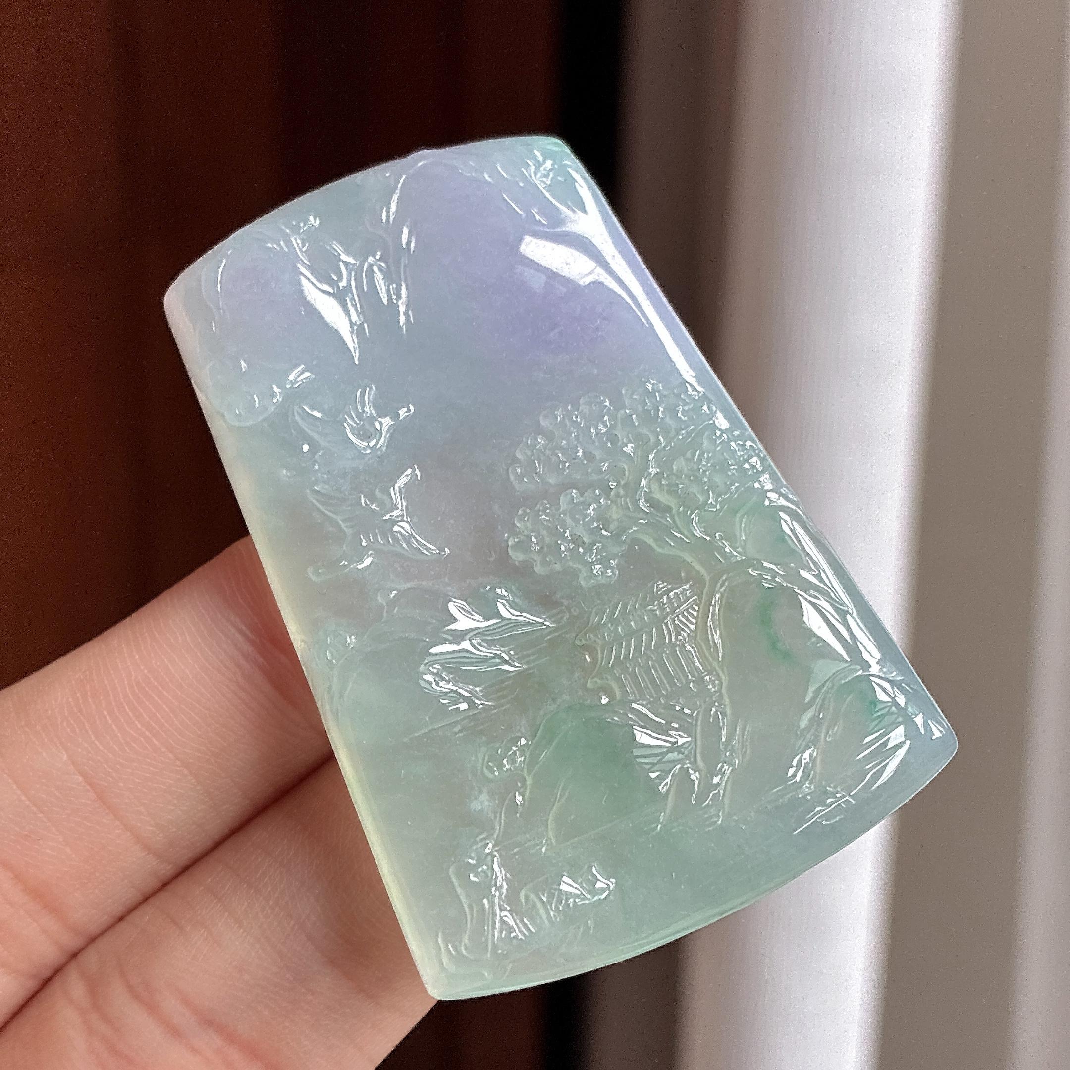 糯冰春彩山水牌 天然缅甸A货翡翠（yc465935）