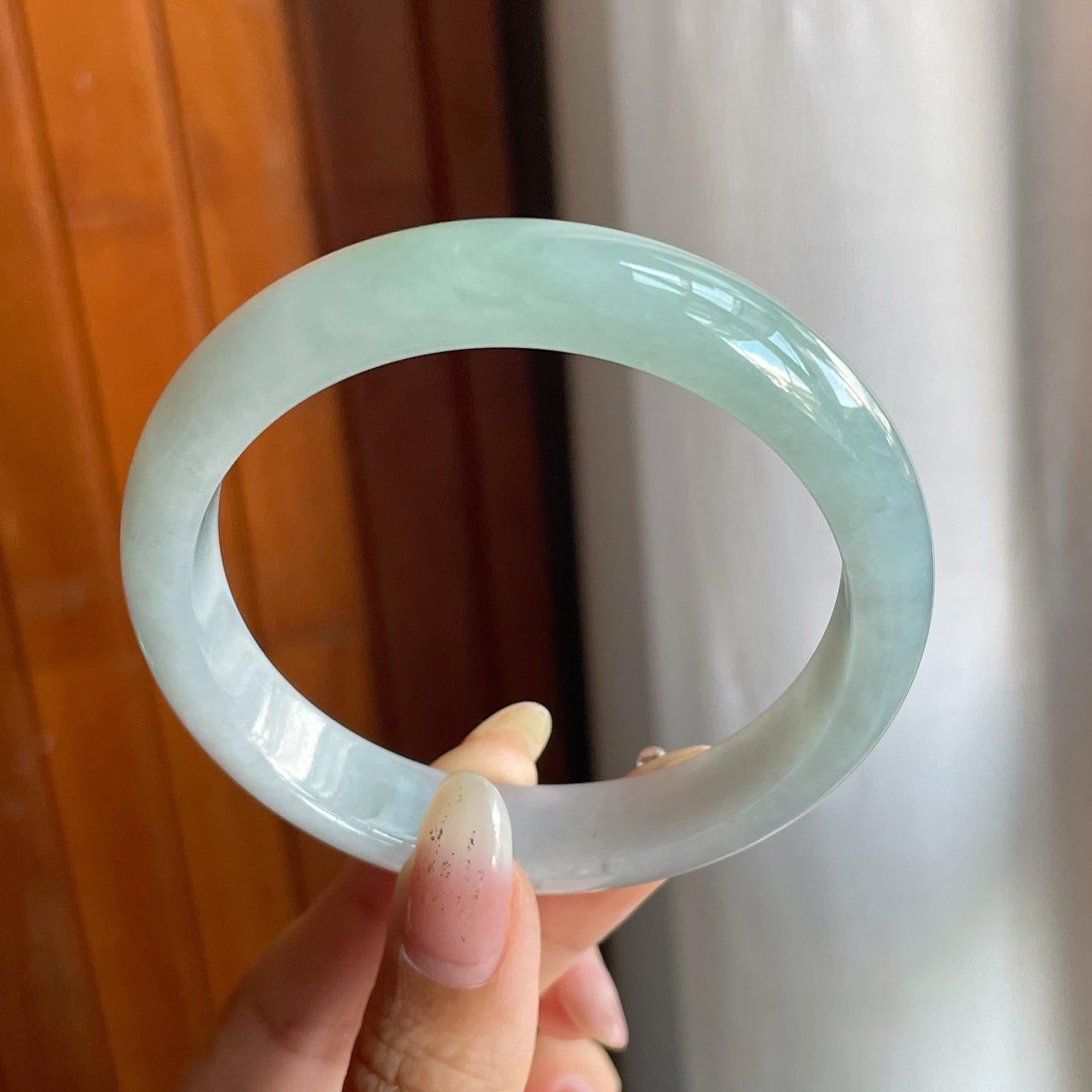 糯冰种带底色翡翠平安镯（58.8mm）（yc220803）