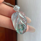 18k金钻镶冰玻种飘绿翡翠叶子（yc270322）