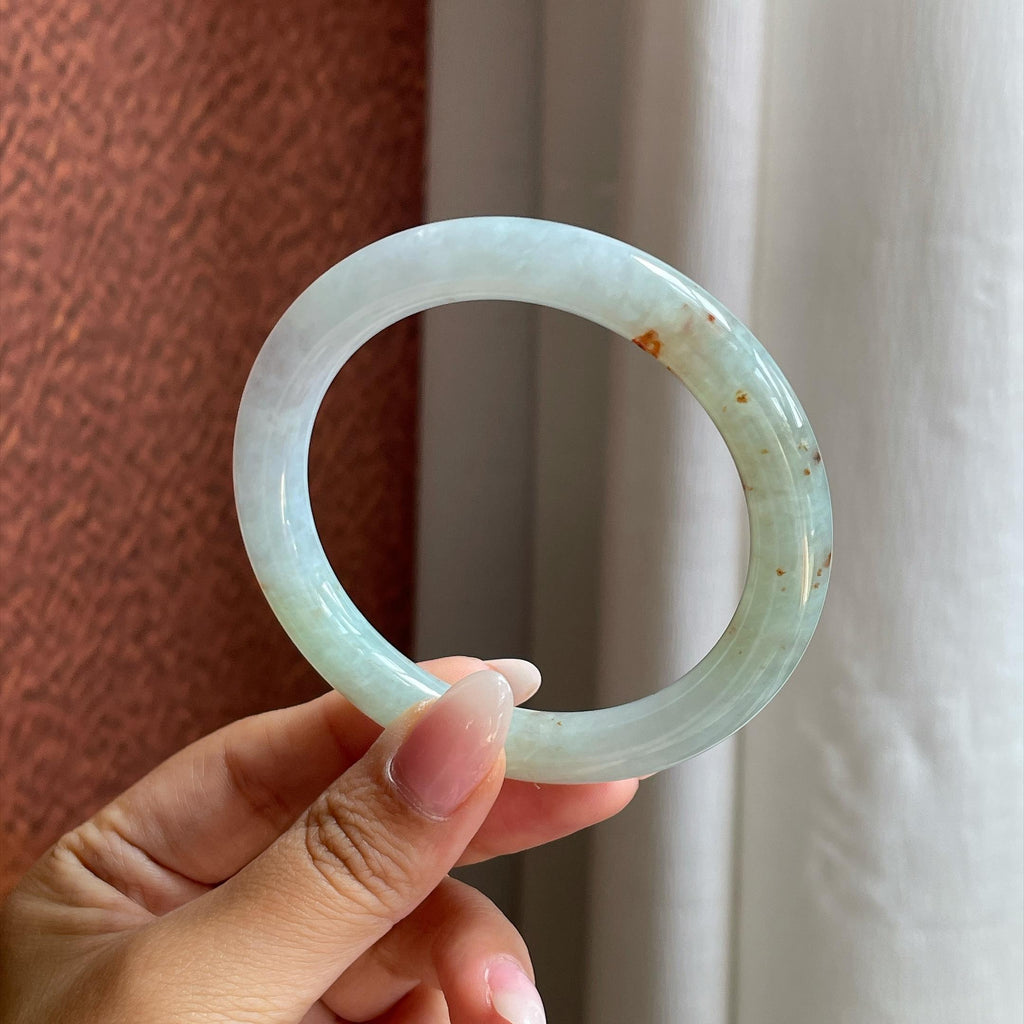 细糯冰黄翡特色圆条手镯 54圈（yc727954）