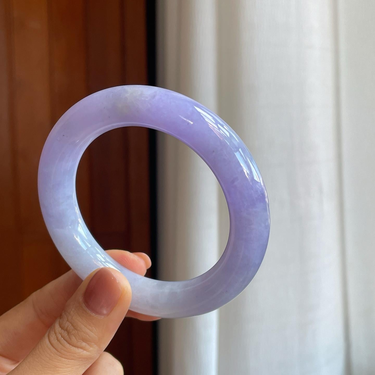 糯冰紫罗兰翡翠圆条手镯（56.6mm）（yc278731）