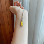 18k金钻镶糯冰黄翡翡翠豆子（yc265160）