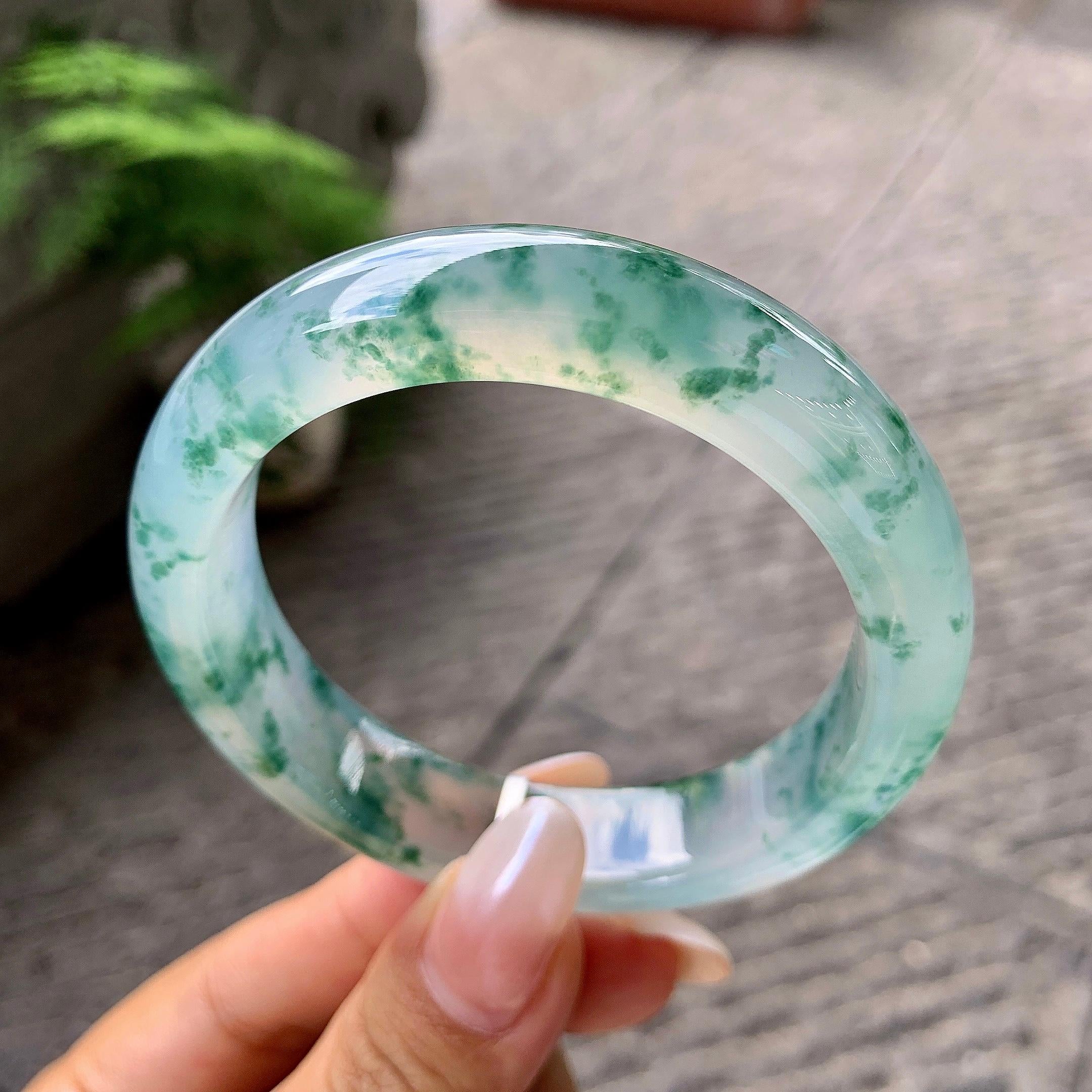 冰种飘花平安镯（56.2mm）（yc203717）