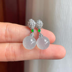 18k真金真钻镶冰种翡翠耳坠（yc248490）