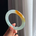 冰种晴底黄翡圆条翡翠手镯（59.5mm）（yc376691）