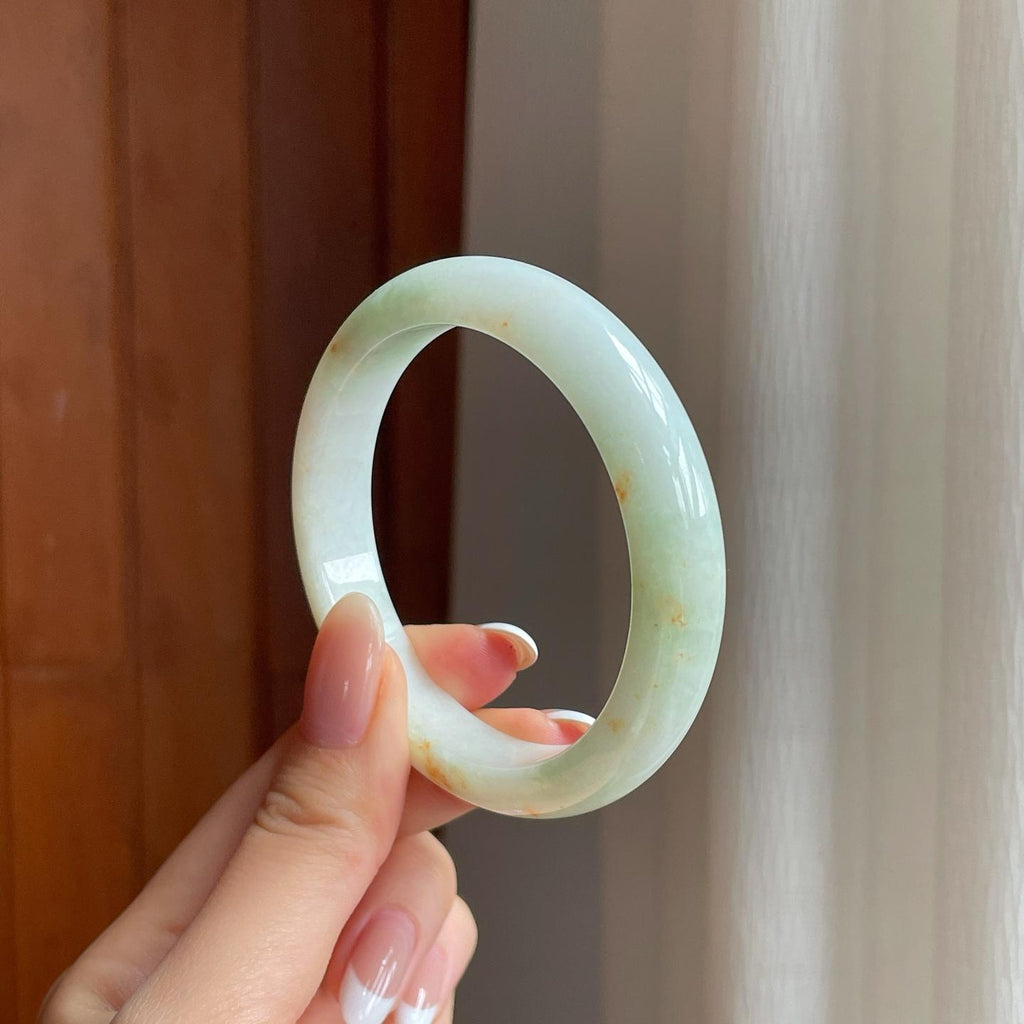 糯冰晴底洒金翡翠平安镯（54.8mm)（yc378033）