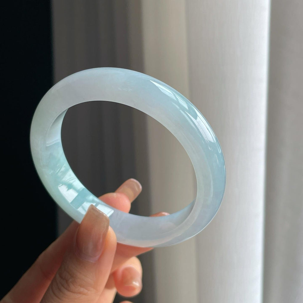 冰种带底色翡翠平安镯（56mm）（yc378053）
