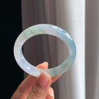 糯冰淡春底飘花翡翠平安镯（54mm)（yc376792）