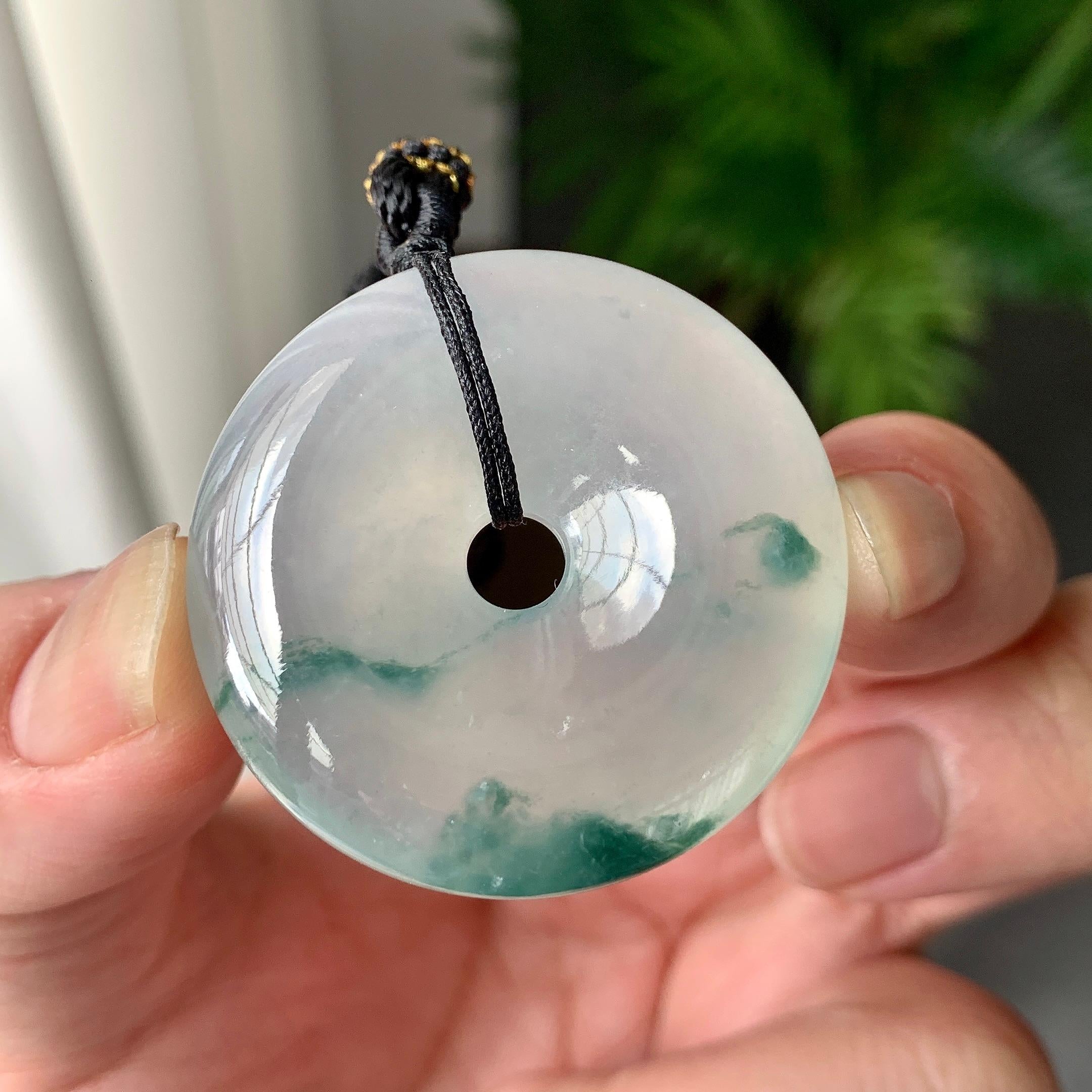 糯冰种飘花平安扣吊坠（yc264115）