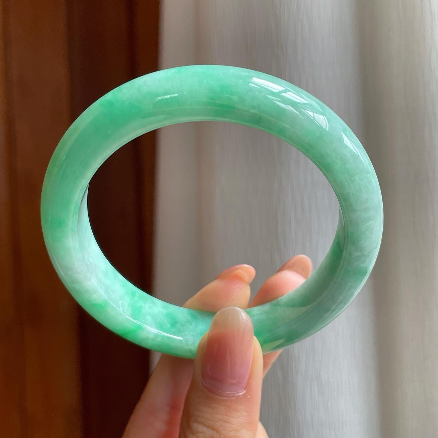 糯冰果绿翡翠平安镯（57.8mm)（yc347292）