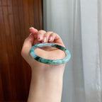 糯冰水墨花翡翠圆条手镯（54mm）（yc318585）
