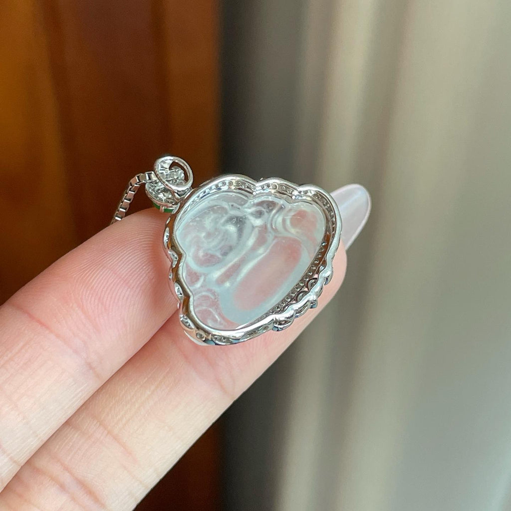 18k金钻镶冰种无色翡翠佛公（yc269021）