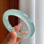 冰种蓝晴底翡翠平安镯（56mm）