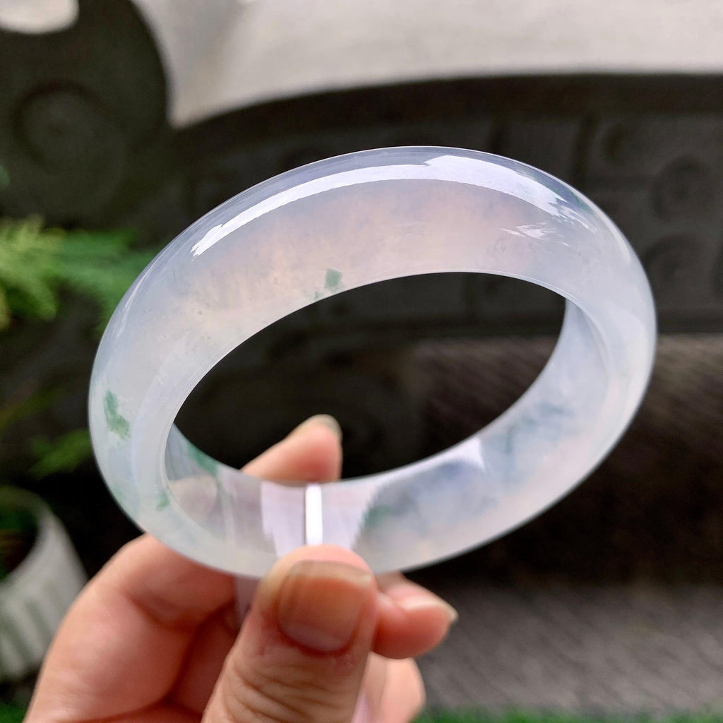 冰种飘花宽版轮胎手镯（58mm）（yc253072）