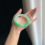 冰种阳绿翡翠圆条手镯（58mm）（yc419716）