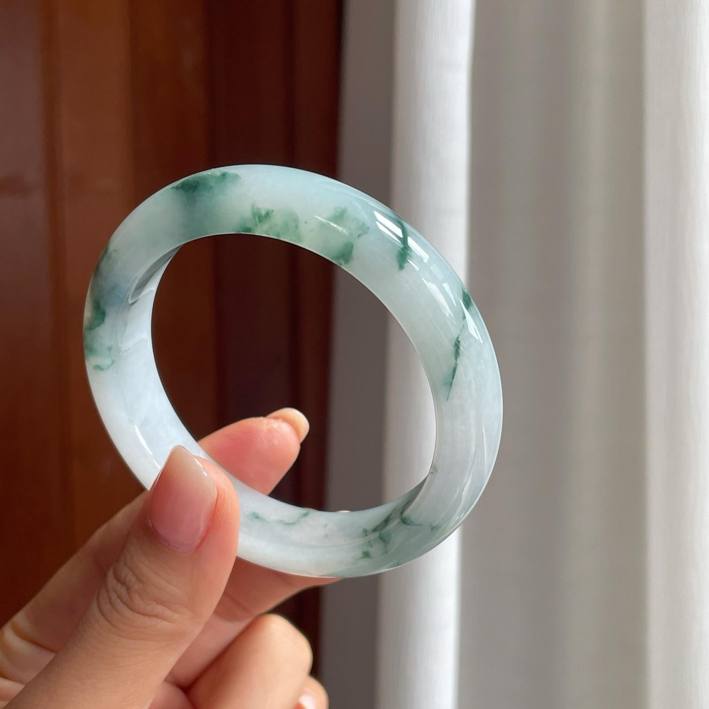 糯冰飘花翡翠平安镯（56.8mm）（yc397223）