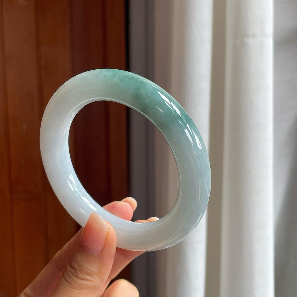 糯冰飘花翡翠圆条手镯（59mm）（yc414706）