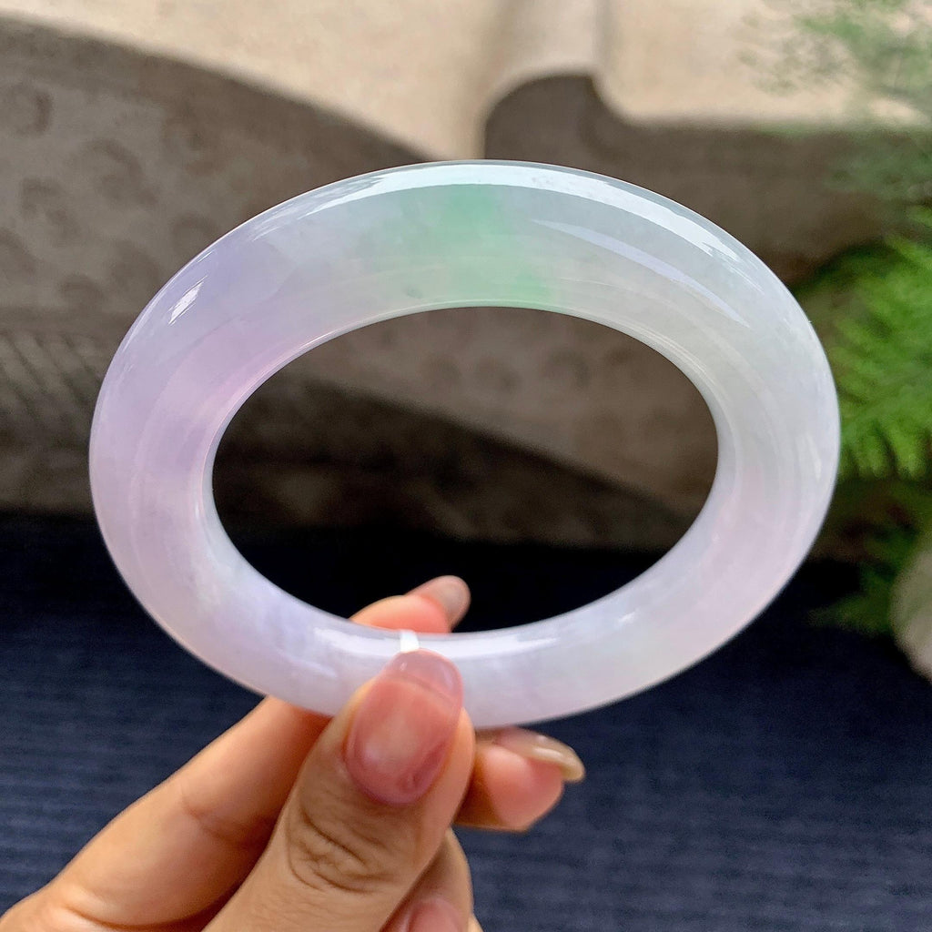 糯冰种春彩圆条手镯（57.3mm）（yc280851）