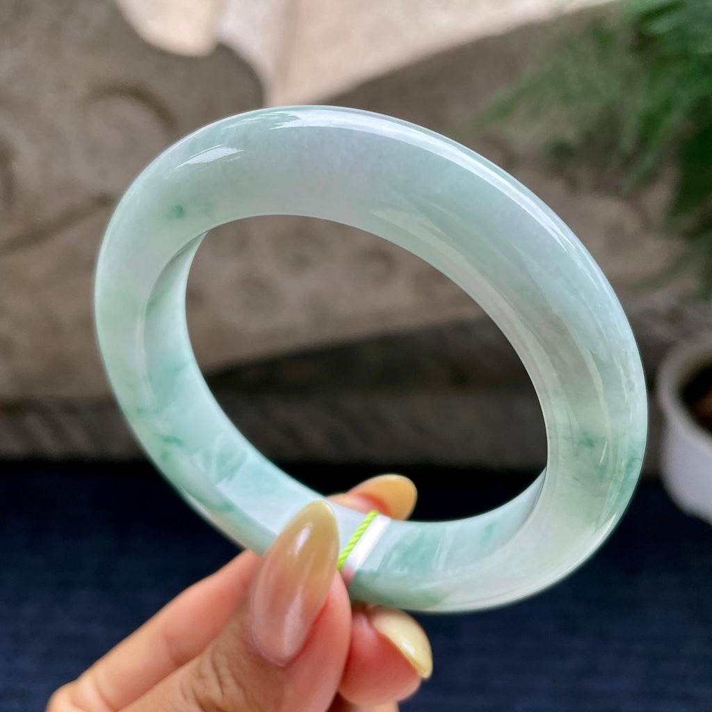 细糯种飘花正圈平安镯55圈           天然缅甸A货翡翠（yc460641）