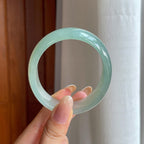 糯冰带色宽版翡翠贵妃镯（58mm)（yc424973）
