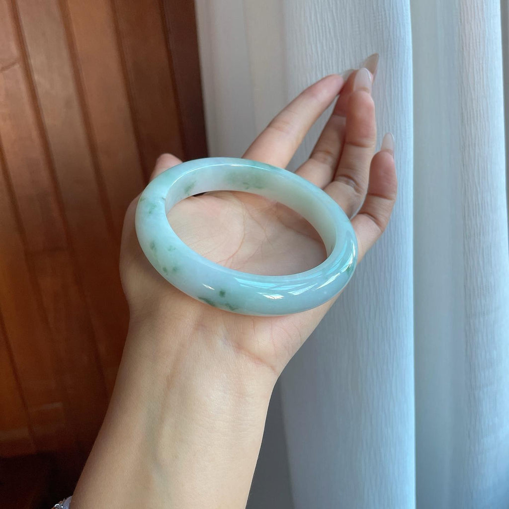 糯冰飘花翡翠平安镯（63mm）（yc266483）