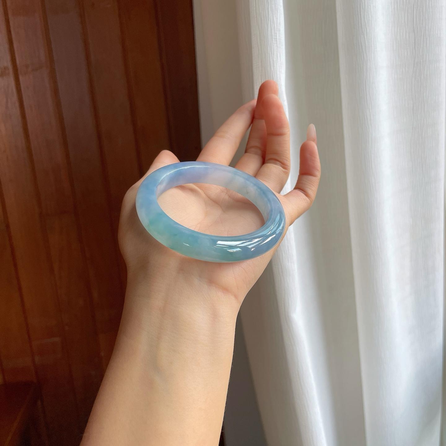 冰种紫罗兰翡翠平安镯（56mm）（yc314113）