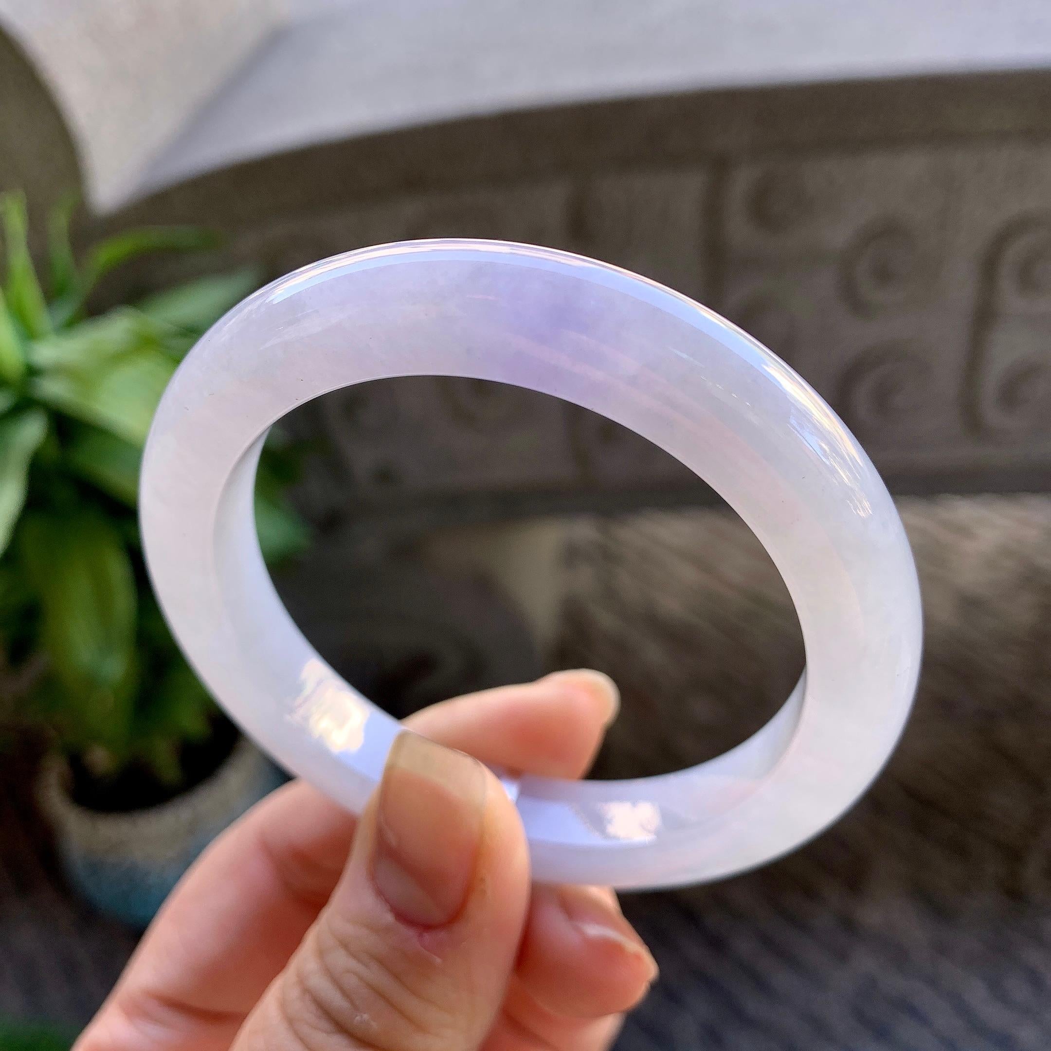 细糯种淡紫罗兰平安镯（53mm）（yc307321）