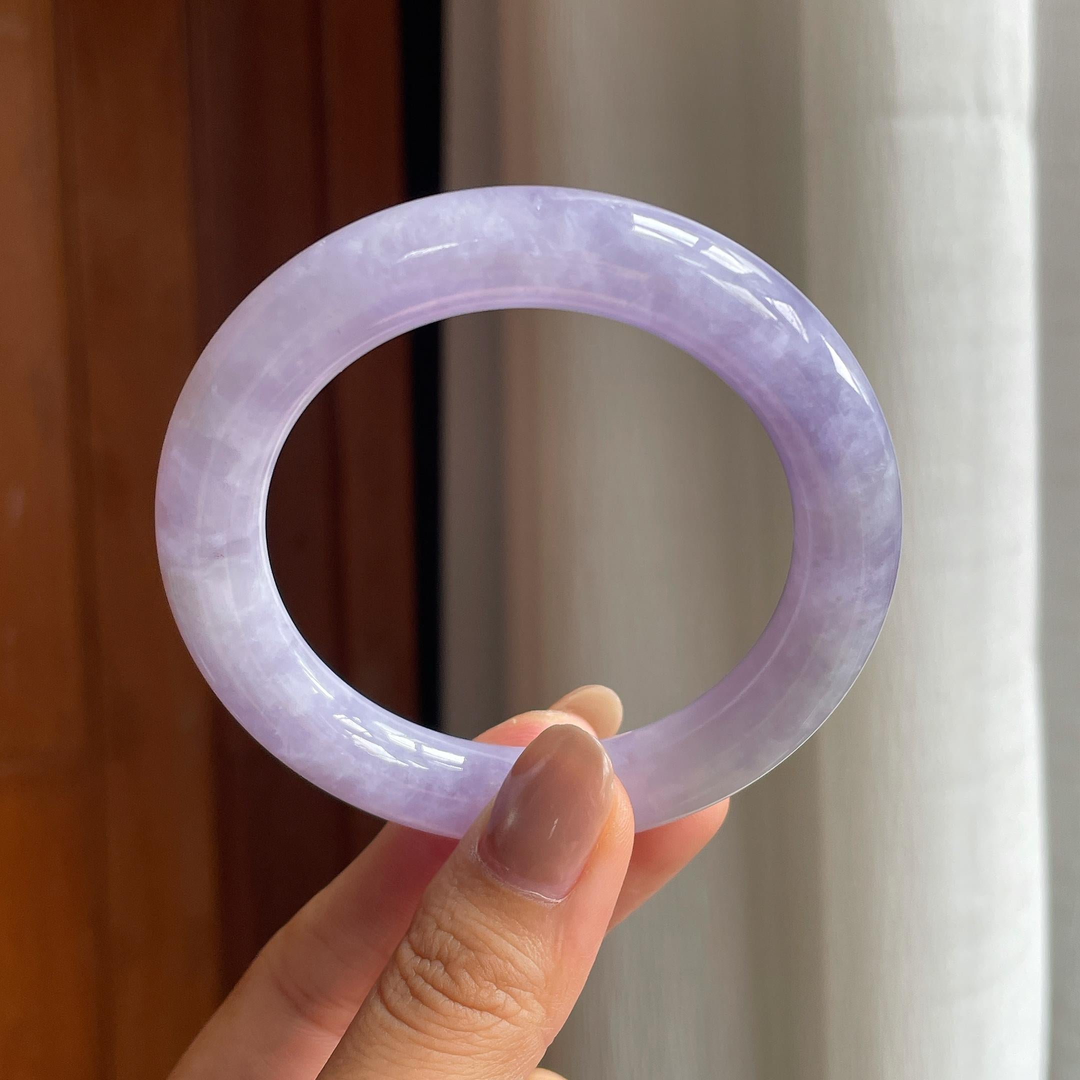 糯冰紫罗兰翡翠圆条手镯（54.6mm）（yc419568）