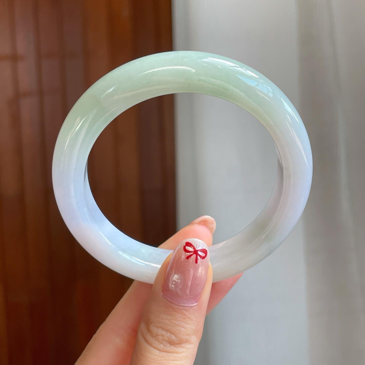 糯冰淡春彩翡翠平安镯（54.5mm）（yc318582）