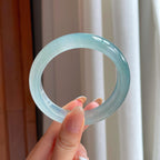 冰种蓝晴翡翠平安镯（58.7mm)（yc388723）