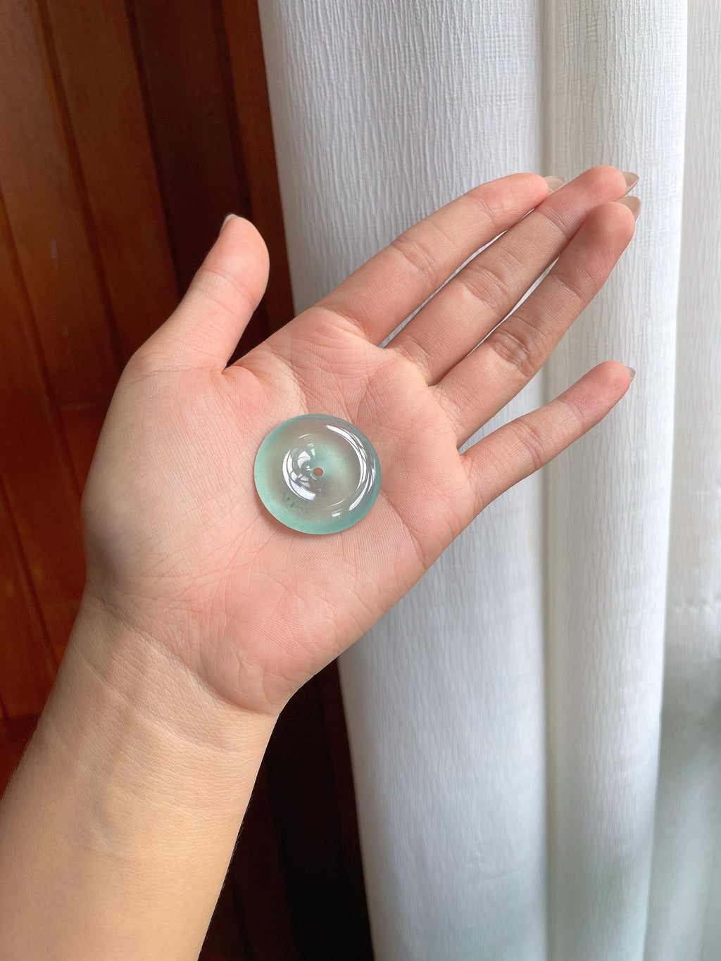 冰种晴底飘花翡翠平安扣（yc238169）