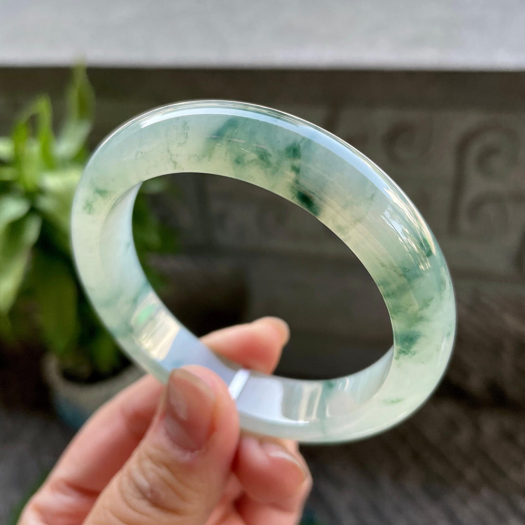 糯冰种飘花平安镯（55.4mm）（yc310093）