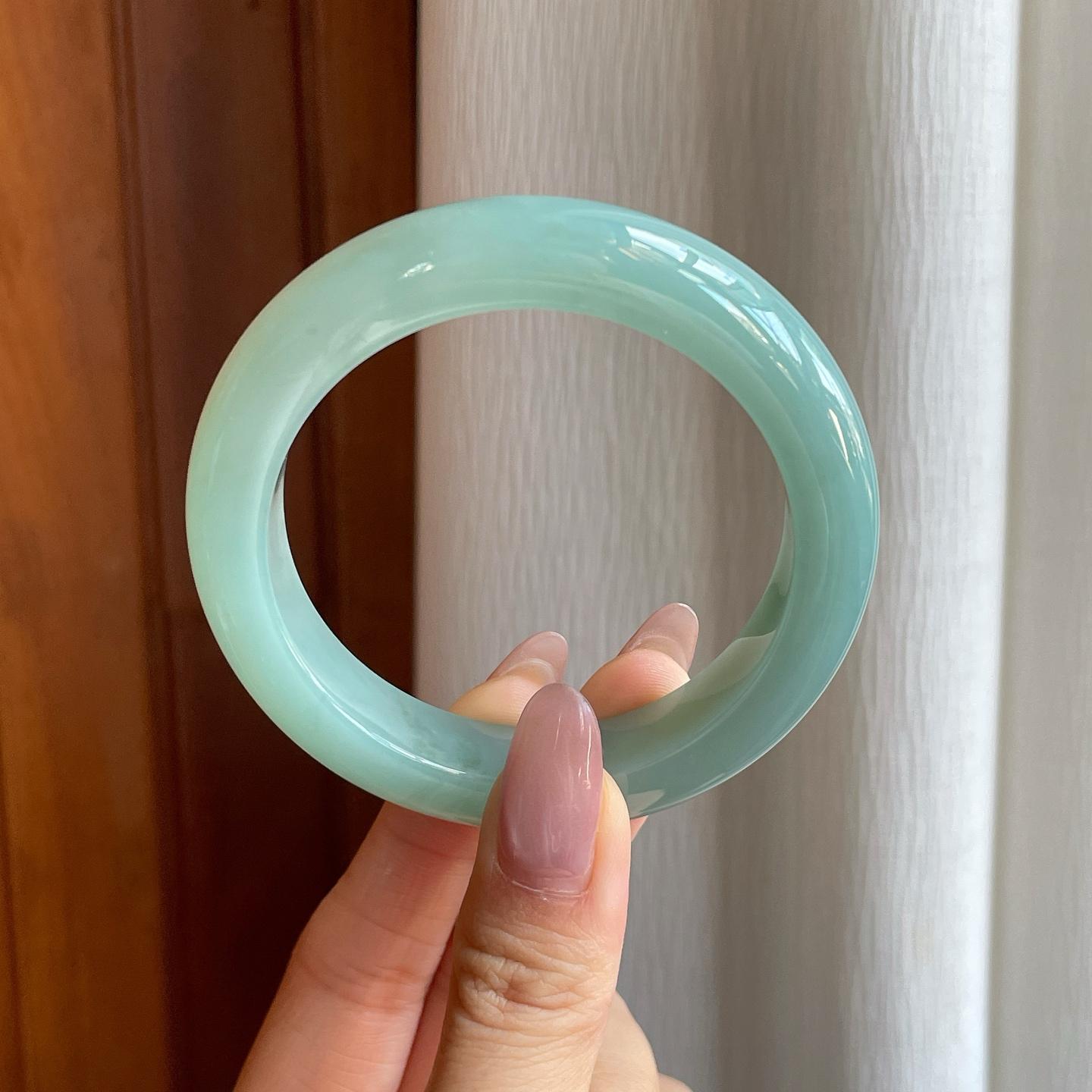 糯冰晴底翡翠平安镯（54.6mm）（yc295007）