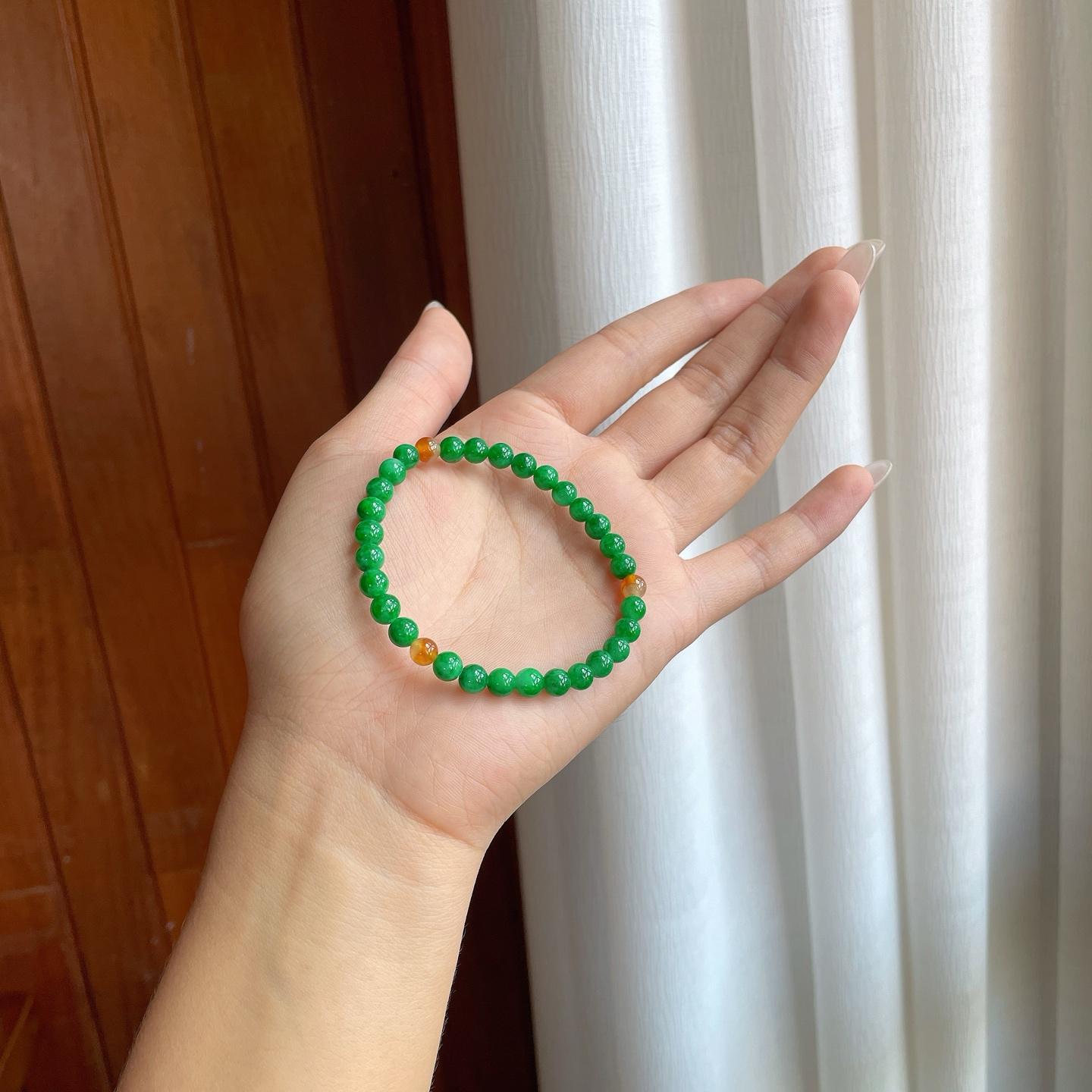 糯种满绿翡翠珠串手串（yc264150）