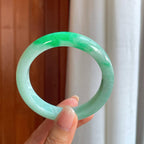 糯冰带色翡翠平安镯（57.5mm）（yc408399）
