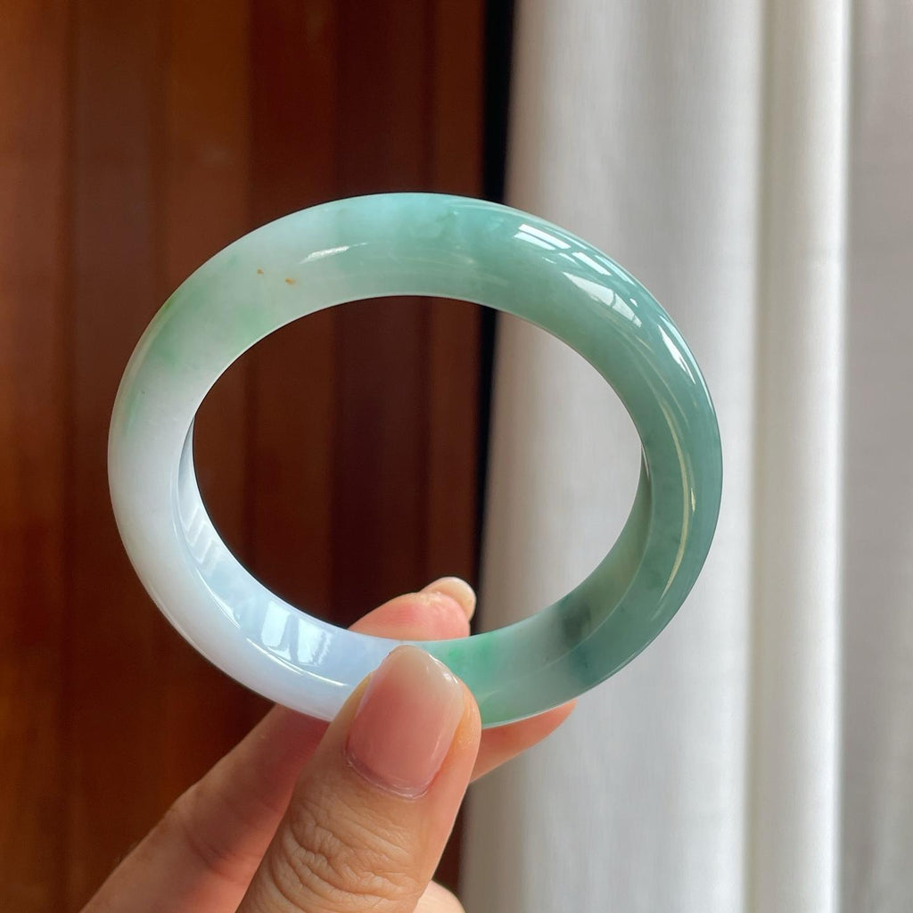 糯冰半山半水特色翡翠平安镯（54.5mm）（yc389555）