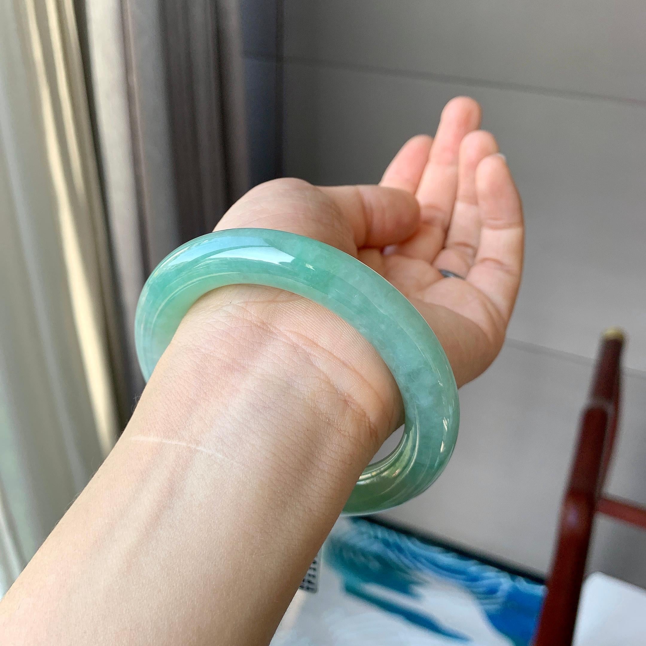 糯冰种晴底圆条手镯（57mm）（yc262772）